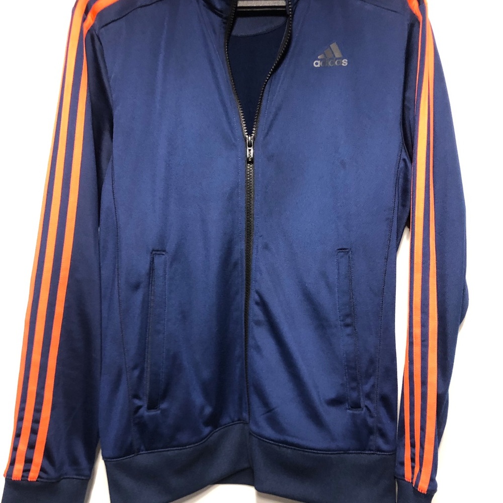 adidas Navy Track Jacket with Orange Stripe Accents